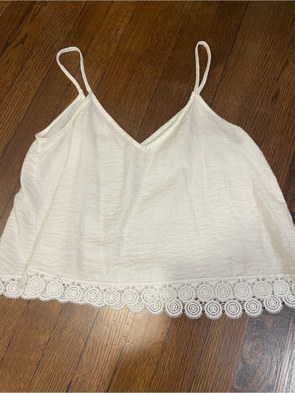 Ivory Lace-Trim V-Neck Spaghetti Strap Cami